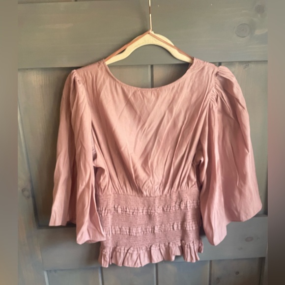 “Mustard Seed” Mauve Boho Smocked Blouse. NWOT. Never worn - Picture 2 of 5